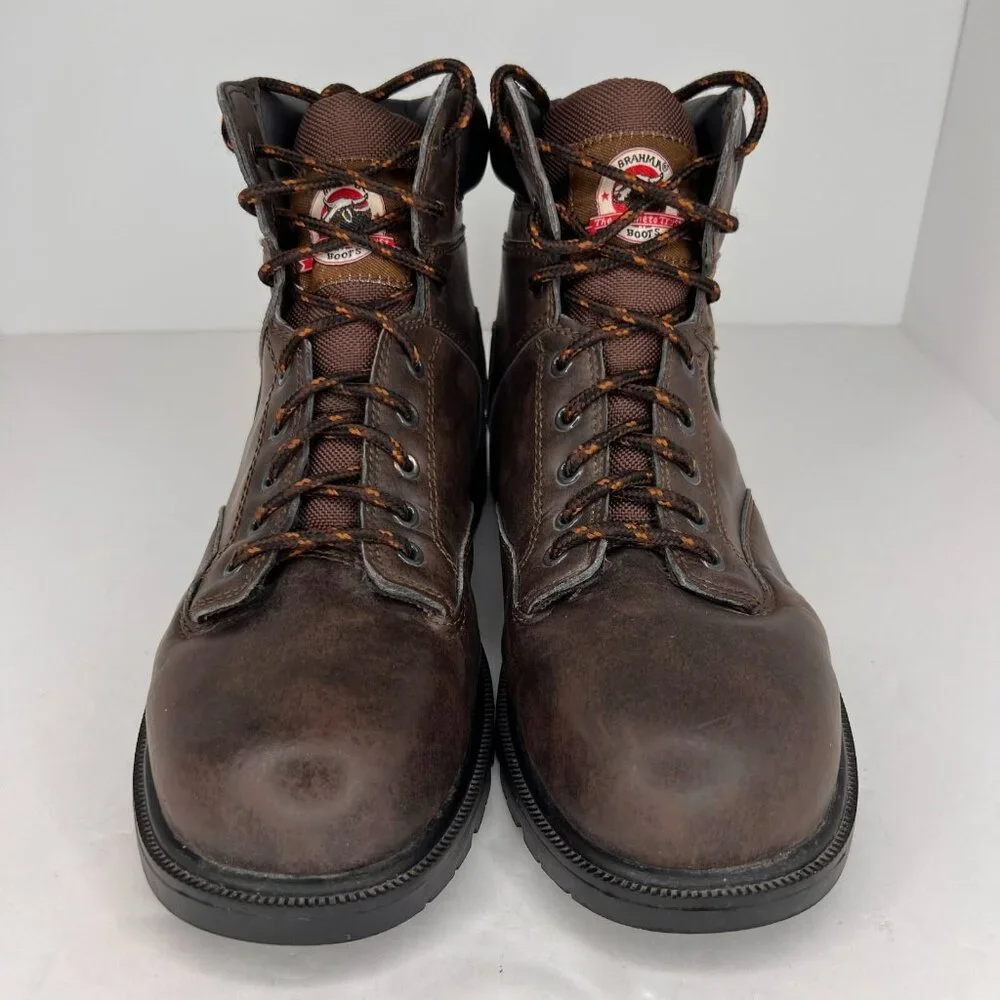 Brahma Mens MNBR0340100 Brown Raid Boots Steel Toe Lace Up Size 10 Work Boots